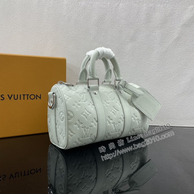 Lv路易威登2023專櫃新款Keepall Bandoulière25手袋 LV壓紋Taurillon皮革手提肩背男包 M23129 ydh5205